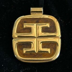 Vintage Givenchy Gold Textured Pendant Medallion